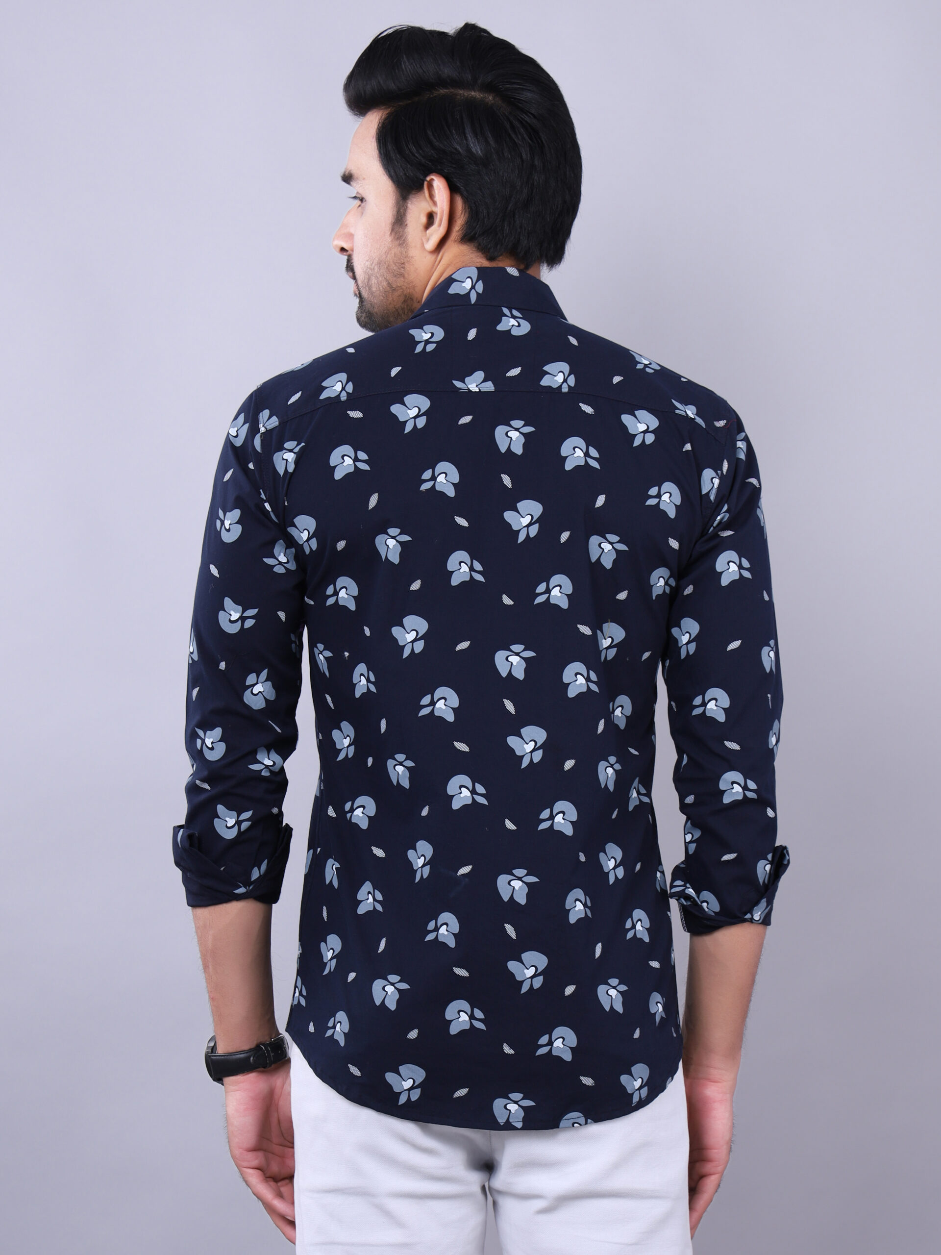 Mens Slim Fit Full Sleeves Casual Floral Cotton Shirt