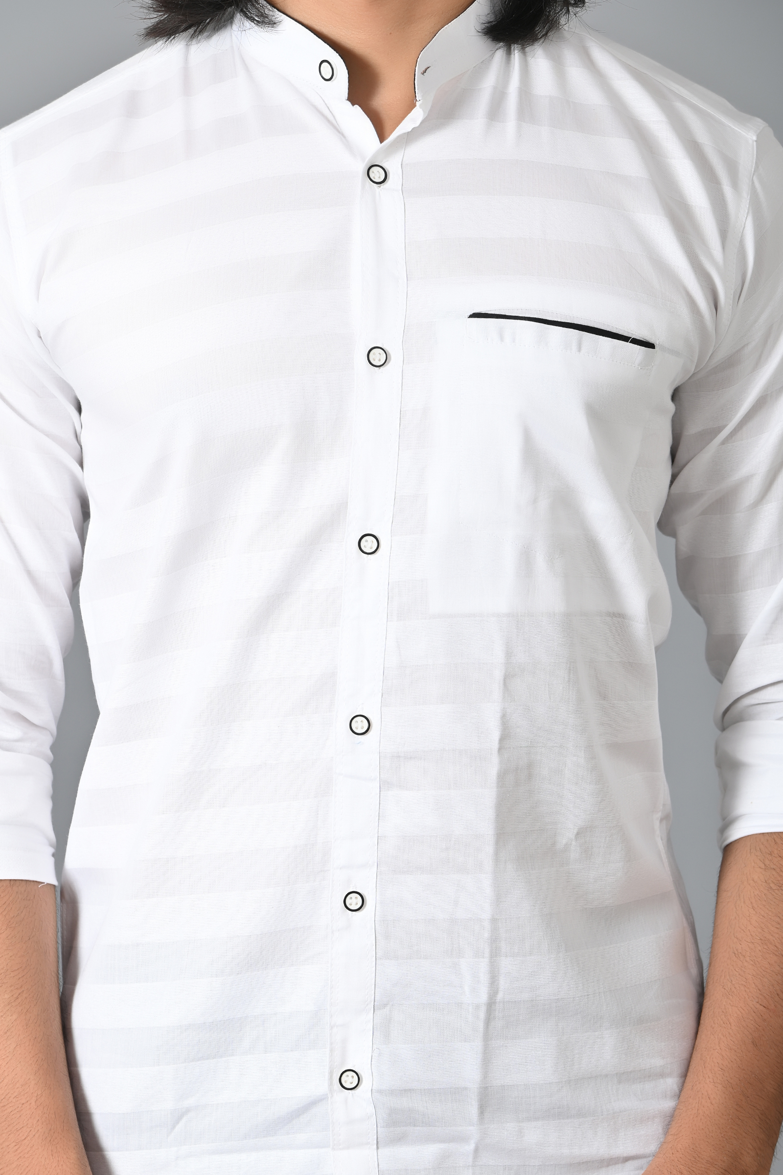 Mens Slim Fit White Full Sleeves Casual Cotton Shirt