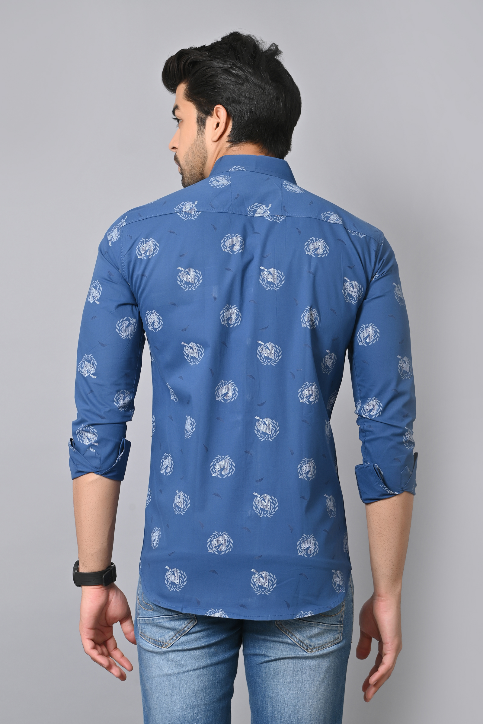 Mens Slim Fit Full Sleeves Casual Floral Cotton Shirt
