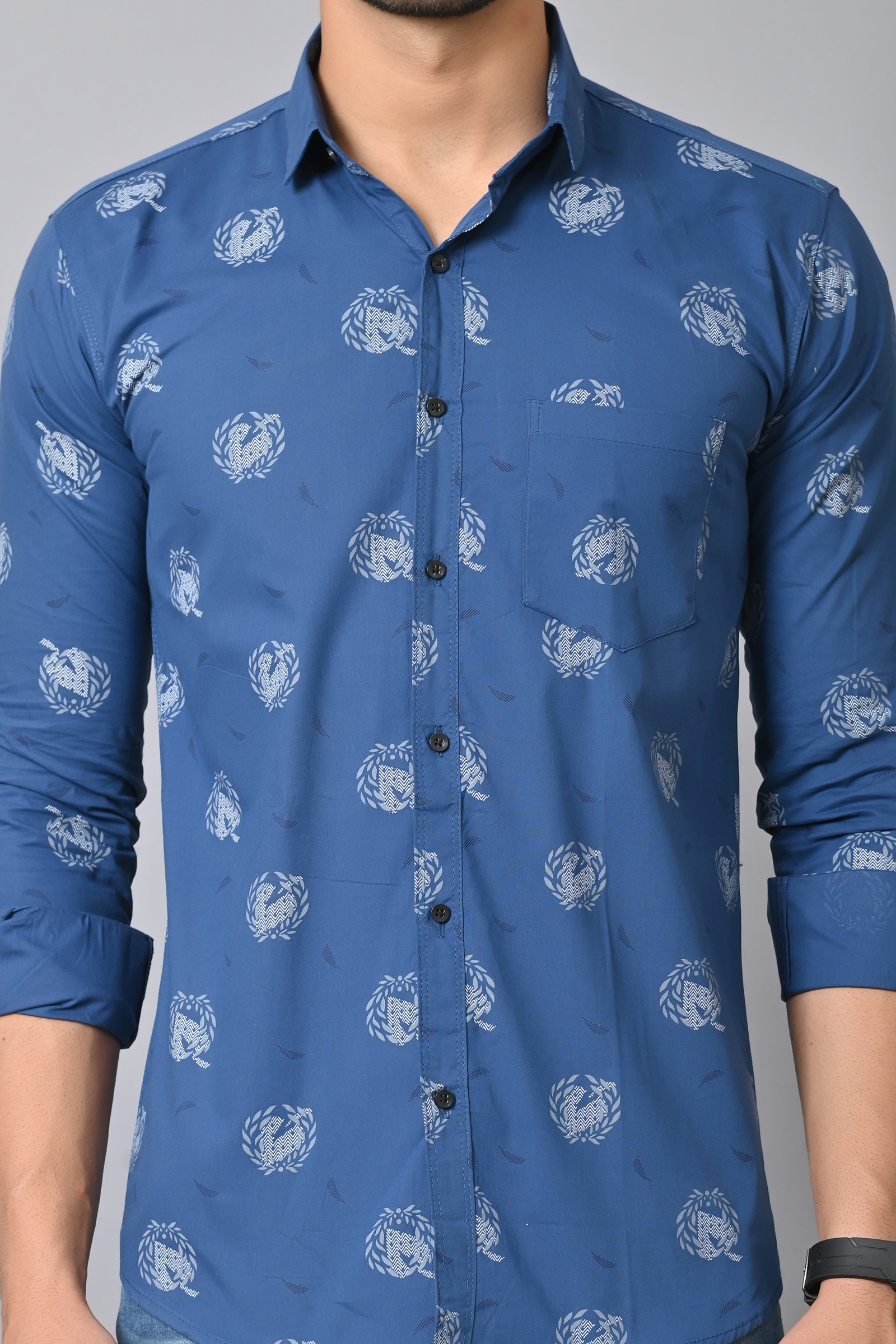 Mens Slim Fit Full Sleeves Casual Floral Cotton Shirt