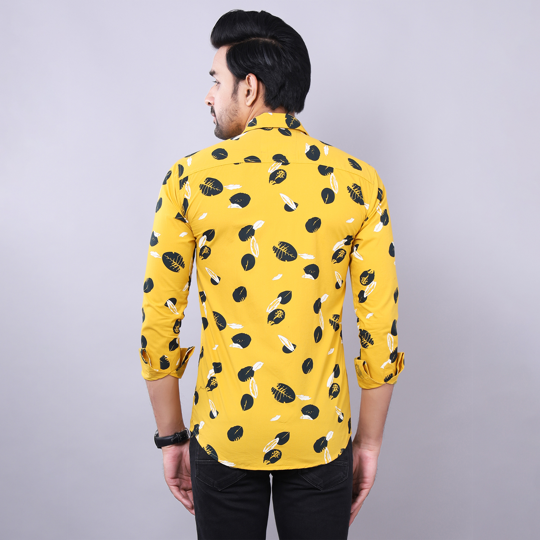 Mens Slim Fit Full Sleeves Casual Floral Cotton Shirt