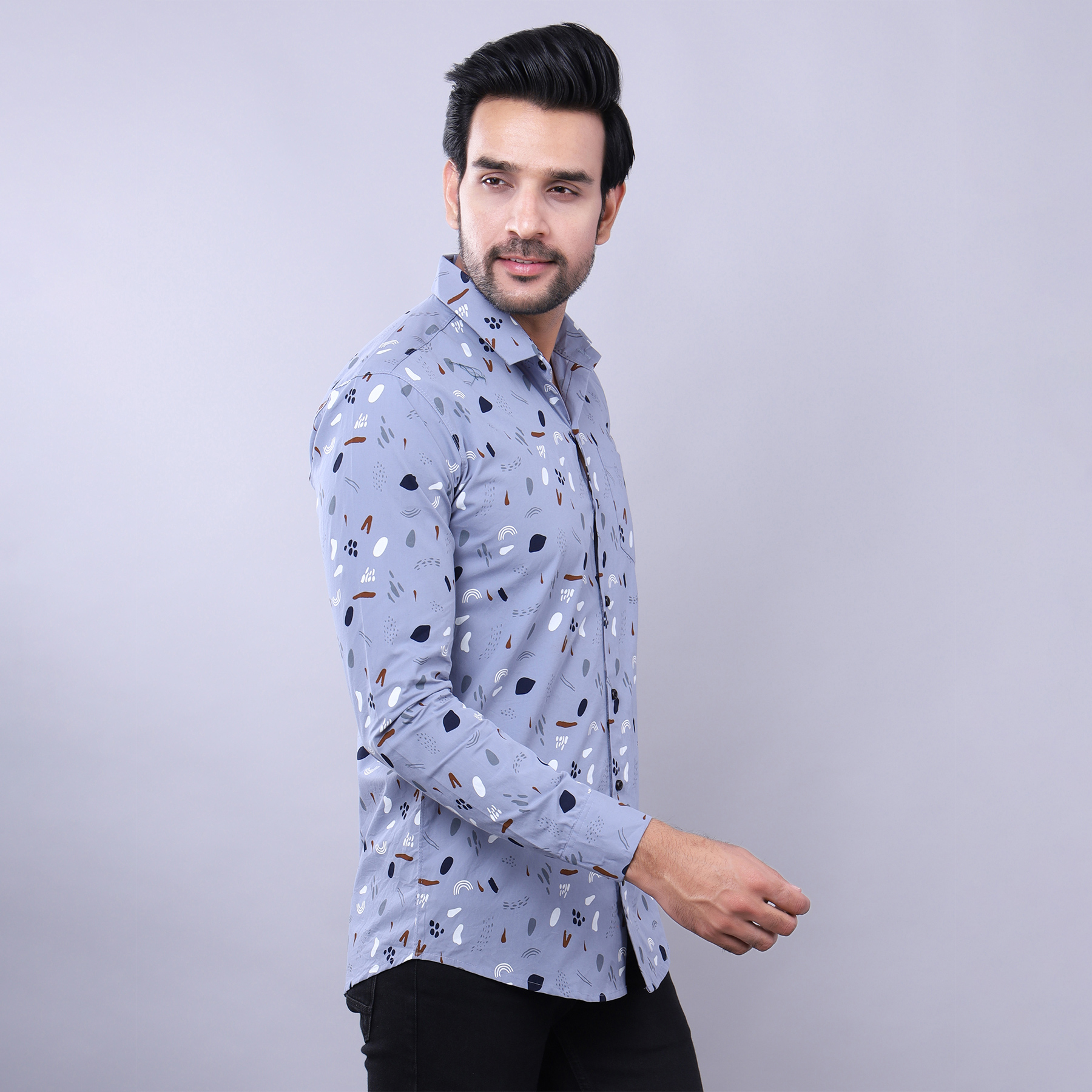 Mens Slim Fit Full Sleeves Casual Block Cotton Shirt