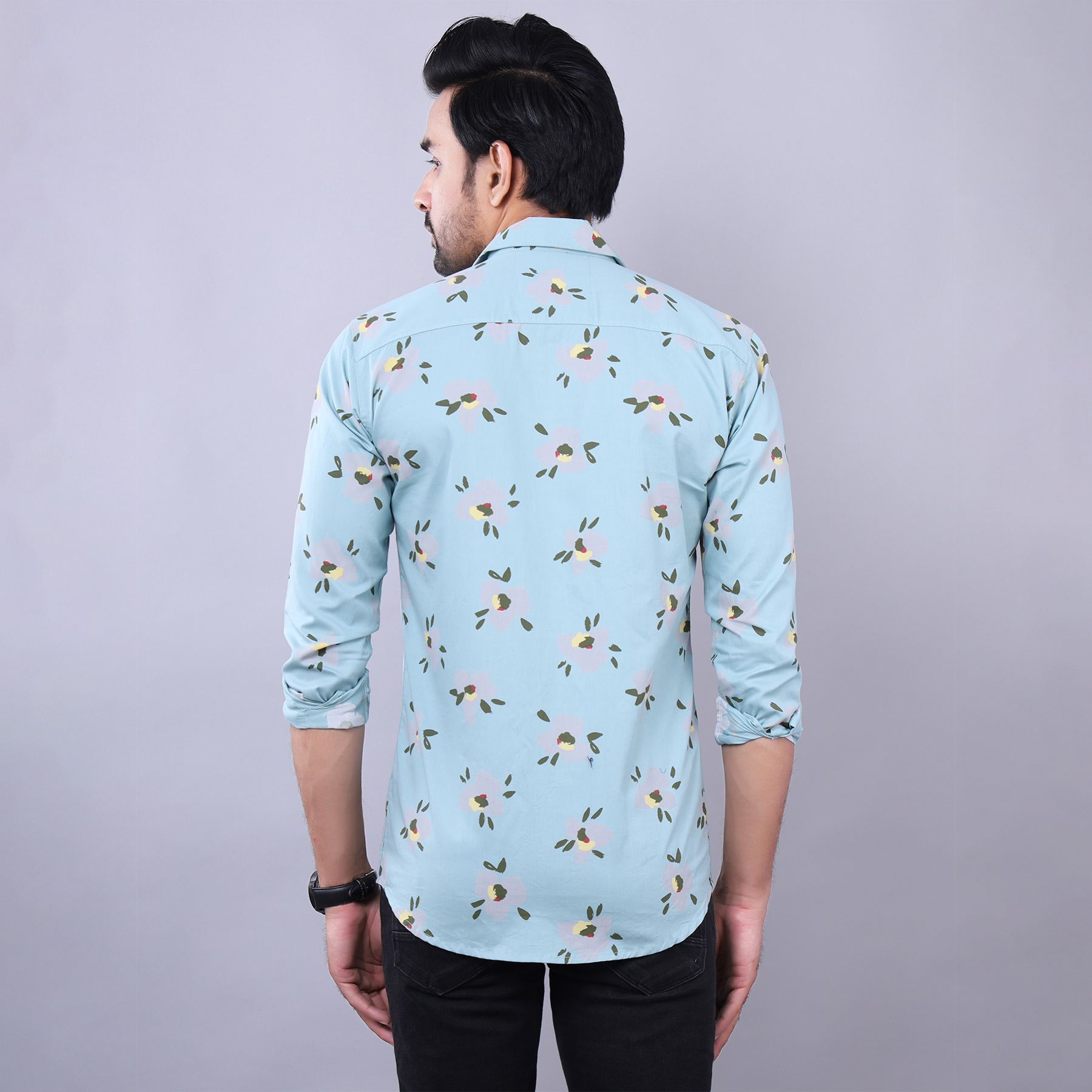Mens Slim Fit Full Sleeves Casual Floral Cotton Shirt