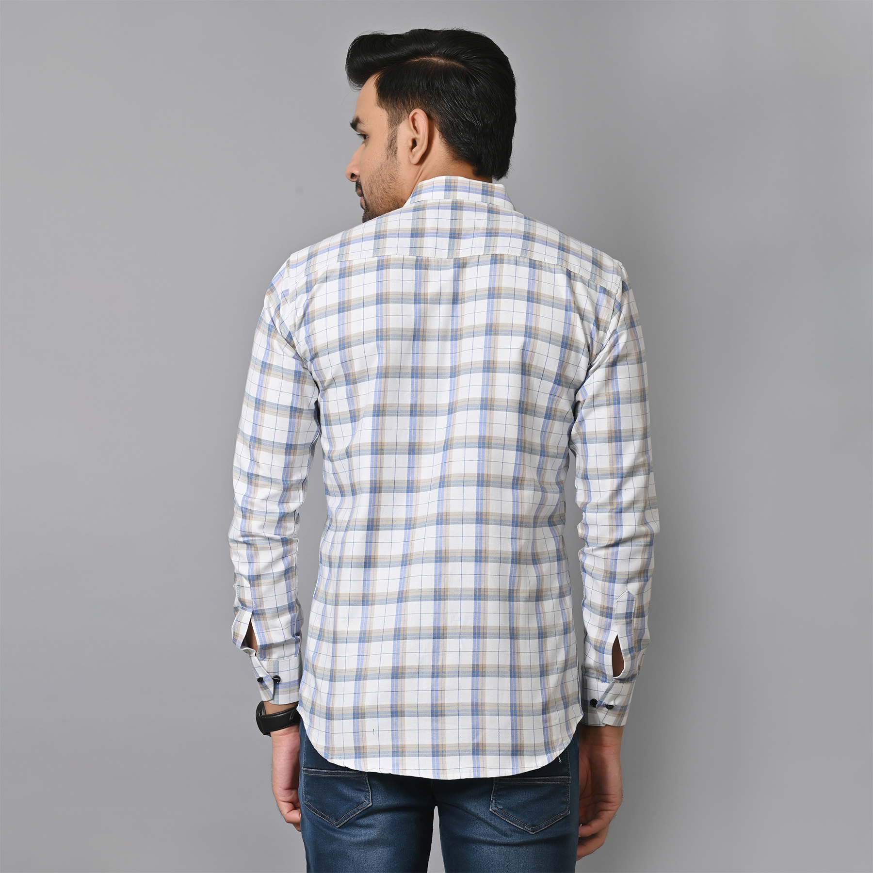 Mens Slim Fit Full Sleeves Casual Checkered Shirt