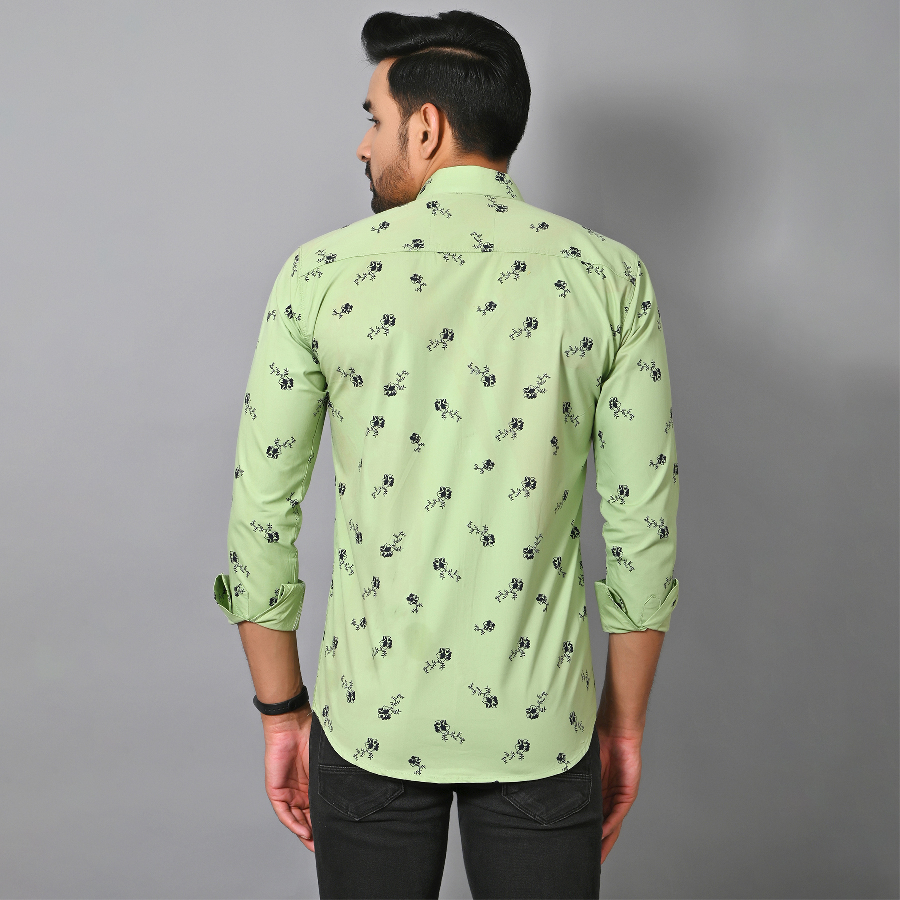 Mens Slim Fit Full Sleeves Casual Floral Cotton Shirt